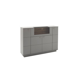 Highboard Sevilla - Arktis Grau / Riss Eiche