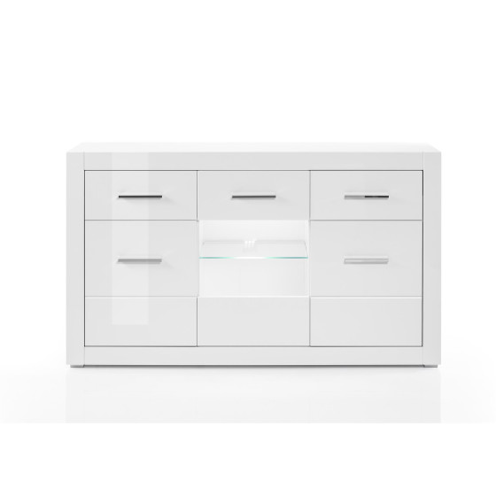 Sideboard Bianco I - Korpus Weiß Mattlack / Front MDF Weiß Hochglanz