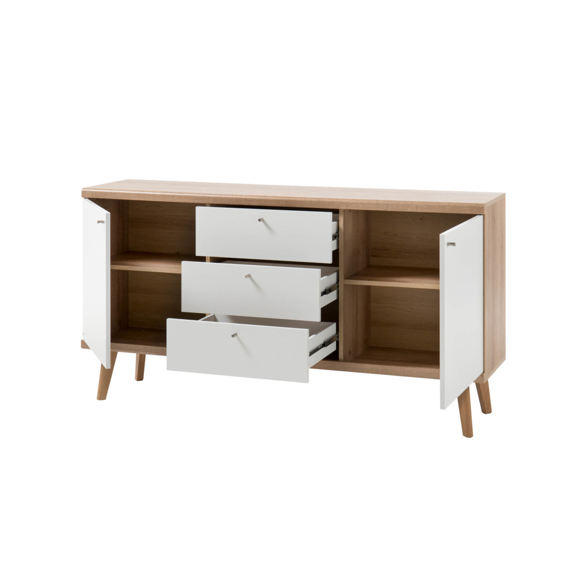 Sideboard Merle - Korpus Eiche Riviera NB / Front Weiß ...